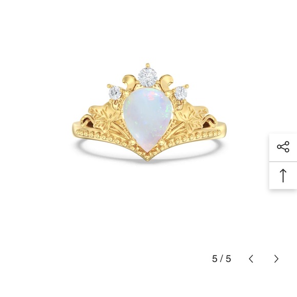 Saphirine Opal Palm Leaf Side Stones Pear Ring size 9 NWT - Picture 4 of 10